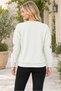 Women's Round Neck Long Sleeve Off Shoulder Leaf Pattern Motif Comfortable Fit Stylish Casual White Sweater - 3