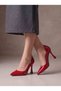 Red Crinkled Patent Leather Stiletto Curved Side Cut-Out Pointed Toe Thin Heel Evening Party Shoes - 3