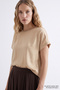Crew Neck Ribbed Satin Surface Regular Blouse - 5
