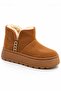 Women's Tan Suede Fur Boots Thick Platform Sole Winter Casual Ankle Boots