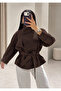 Suede Stand Collar Belted Drawstring Leather Jacket - 6