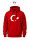 Turkey Moon Star Flag Printed Kangaroo Pocket 100% Cotton High Quality Premium 3 Thread Threaded Sweatshirt