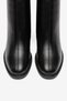 Black Genuine Leather Round Toe Zippered Boots - 5