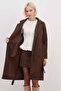 Belted Double-Breasted Collared Long Cashmere Coat - 4