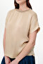 Crew Neck Ribbed Satin Surface Regular Blouse - 3
