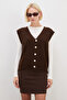 Bearded Buttoned V-Neck Oversize Vest - 2