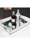 صينية زخرفية مستطيلة الشكل من qmdecor، فضية اللون، مقاس 11 بوصة طولًا × 14 بوصة عرضًا × 2 بوصة ارتفاعًا، مزينة بالمرايا. - 3