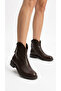 Women's Leather Look Zippered Short Heel Casual Boots