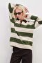 Striped Half Button Polo Neck Knitwear Sweater - 4