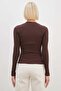 Ribbed Half Snap Collar Slim Fit Blouse - 8