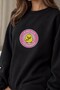 Women's Oversize Sweatshirt Dress Dangerous Chick Printed Black – Long Length, 3 Thread Pile Fleece - 3