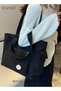 Women's Canvas Bag Large Capacity One Shoulder Messenger Tote Bag Casual Solid Color Versatile Work - 3