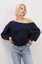 3 Threaded Unlined Boat Neck Oversize Sweatshirt - 5