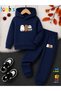 Kafadar Bears Printed Thick Winter Hooded Top/Bottom Children's Tracksuit Set (Pockets on the Bottom of the Pants)
