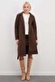 Belted Double-Breasted Collared Long Cashmere Coat - 2