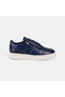 Men's Navy Blue Lace-Up Leather Sports Shoes with Zipper Detail - 2