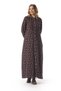 Long Sleeve Flannel Violet Pattern Winter Long Buttoned Dress Purple Purple - 7