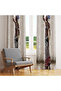 Ethnic Patterned Cream Decorative Living Room Background Curtain with African Woman Figures 140X260 - 2