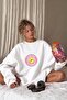Women's Oversize Sweatshirt Dress Dangerous Chick Printed White – Long Length, 3 Thread Pile Fleece - 4