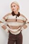 Striped Half Button Polo Neck Knitwear Sweater - 5