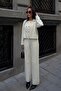 Women's Ecru Stylish Buttoned Soft Textured Knitwear Set - 5