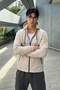 Men's Trend Zippered Seasonal Striped Stone Raincoat & Windbreaker - 4