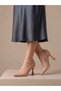 Nude Matte Stiletto Curved Side Cutout Pointed Toe Thin Heeled Women's Shoes Classic Evening Elegance - 3