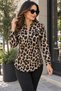 Timeless Elegance Women's Judge Collar Patterned Zipper Long Sleeve Single Jersey Blouse - 4