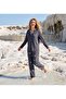 Anthracite Cat Patterned Berlin Fabric Long Sleeve Pajama Set