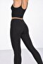 Women's black high waist stretchy leggings - 4