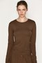 Dari women's soft and flexible fabric round neck body-fitting long sleeve brown t-shirt - 2