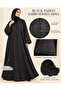 Black Paisley Embroidered Abaya with Embellished Cuffs - 7