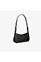 Women's Leather Single Zipper Closure Strap Brand Text Patterned Black Shoulder Bag - 2