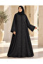 Black Paisley Embroidered Abaya with Embellished Cuffs