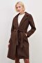 Belted Double-Breasted Collared Long Cashmere Coat
