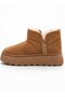 Women's Tan Suede Fur Boots Thick Platform Sole Winter Casual Ankle Boots - 4