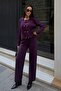 Women's Plum Stylish Buttoned Soft Textured Knitwear Set - 3