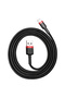 Cablu USB Lightning Cafule 2.4A 0.5m (negru/roșu)