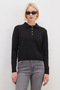 Heart-Shaped Half Button Polo Collar Knit Sweater - 2