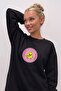 Women's Oversize Sweatshirt Dress Dangerous Chick Printed Black – Long Length, 3 Thread Pile Fleece - 6