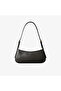 Women's Leather Single Zipper Closure Strap Brand Text Patterned Black Shoulder Bag