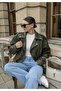 Khaki Belted Casual Leather Jacket - 4