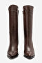 Women's high heeled pointed toe zippered boot genuine leather - dorian brown - 4