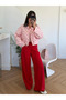 Pink Leather Collar Detailed Polka Dot Jacket - 1147 - 5