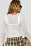 White Inner Athlete's Top with Transparent Long Sleeves and Crop Blouse - 3