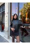 Women's Stand-Up Collar Oversize Bomber Leather Jacket (Patterned Leather) - 4