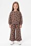 Flock Flower Printed Crew Neck Girls' 2-Piece Set - 2