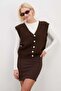 Bearded Buttoned V-Neck Oversize Vest