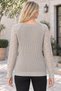Women's Notched Collar Long Sleeve Sleeves Diamond Patterned Knit Textured Rib Detailed Stylish Elegant Soft Casual Gray Knitwear Sweater - 3