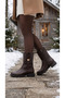 Women's Leather-Look Short Heeled Casual Boots with Metal Accessories - 7